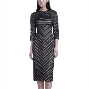 Black chevron fitted maxi dress